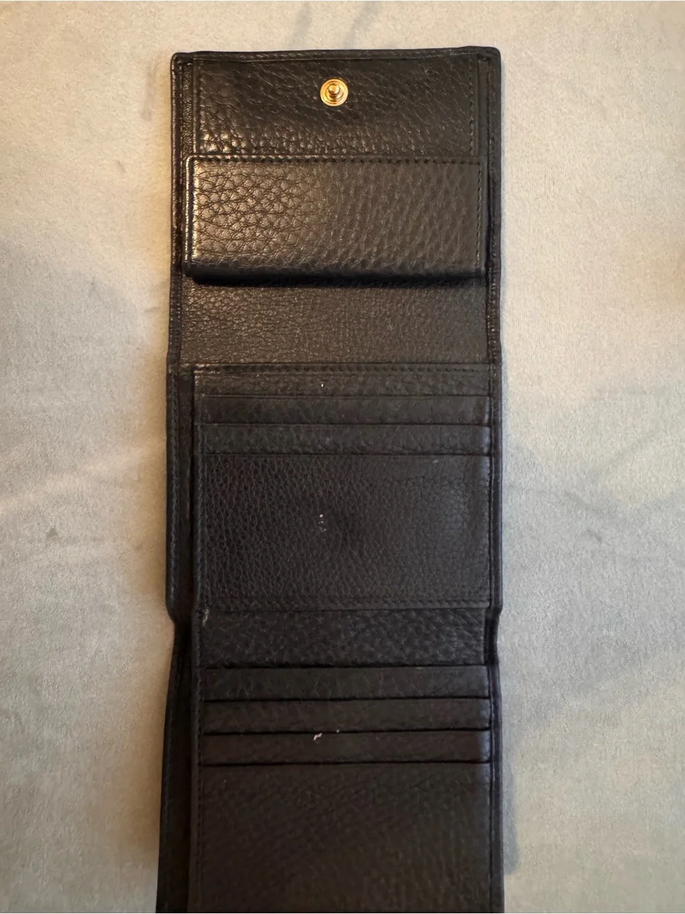 Gucci Black Pebbled Leather Card & Key Wallet with Embossed Logo